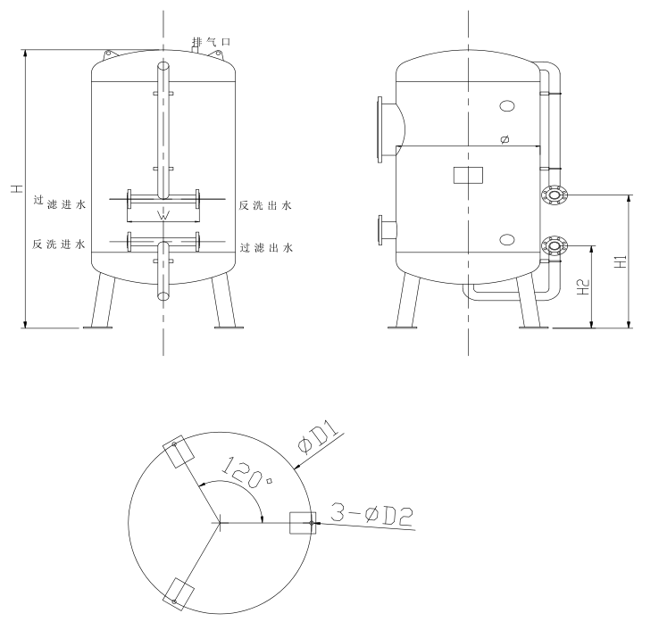 石英砂过滤器外型尺寸