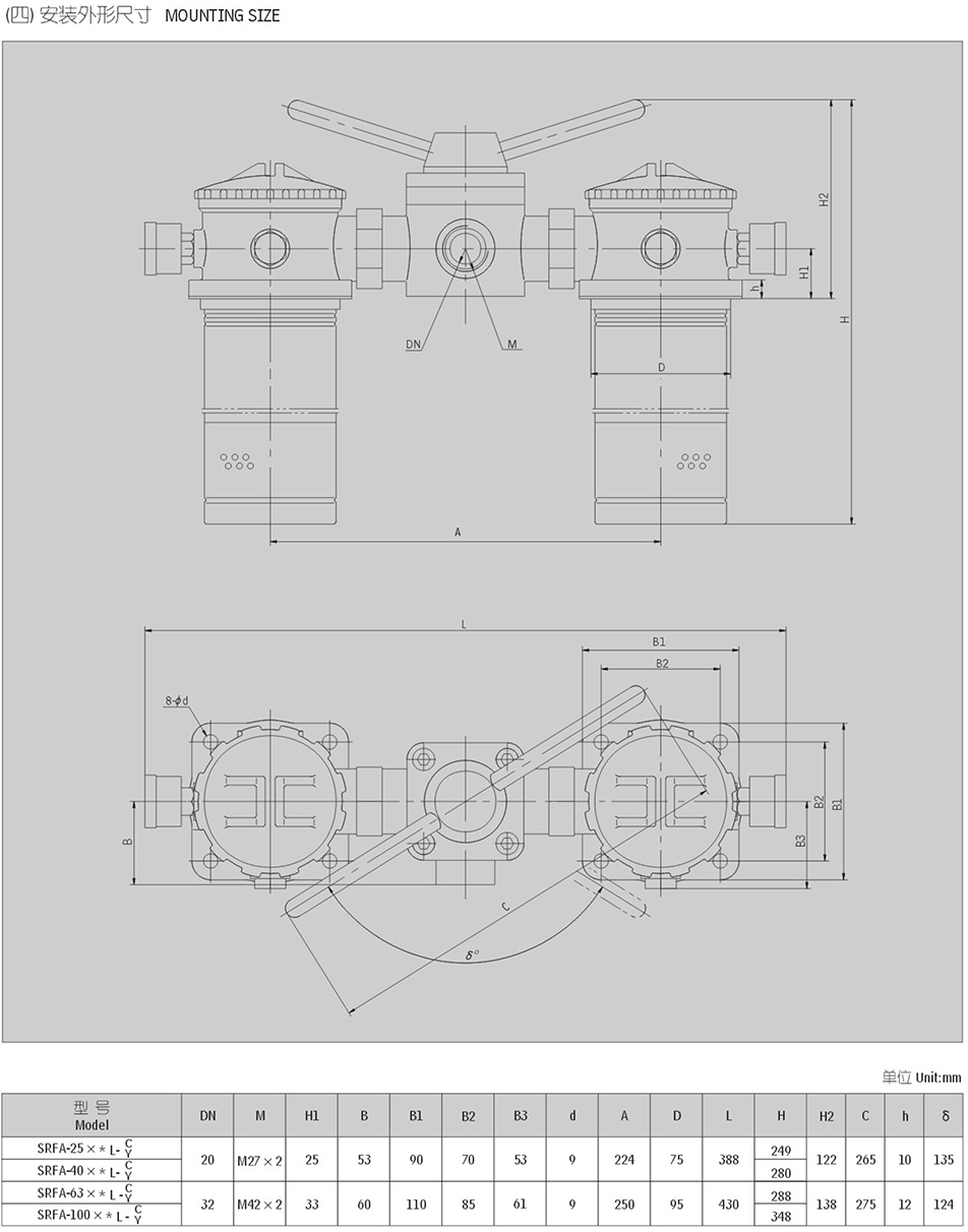 SRFA系列双筒微型直回式回油过滤器SRFA-100*10(图1)